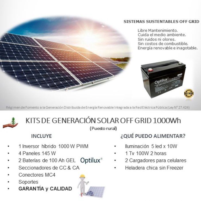 Kit Solar Domiciliario 1K